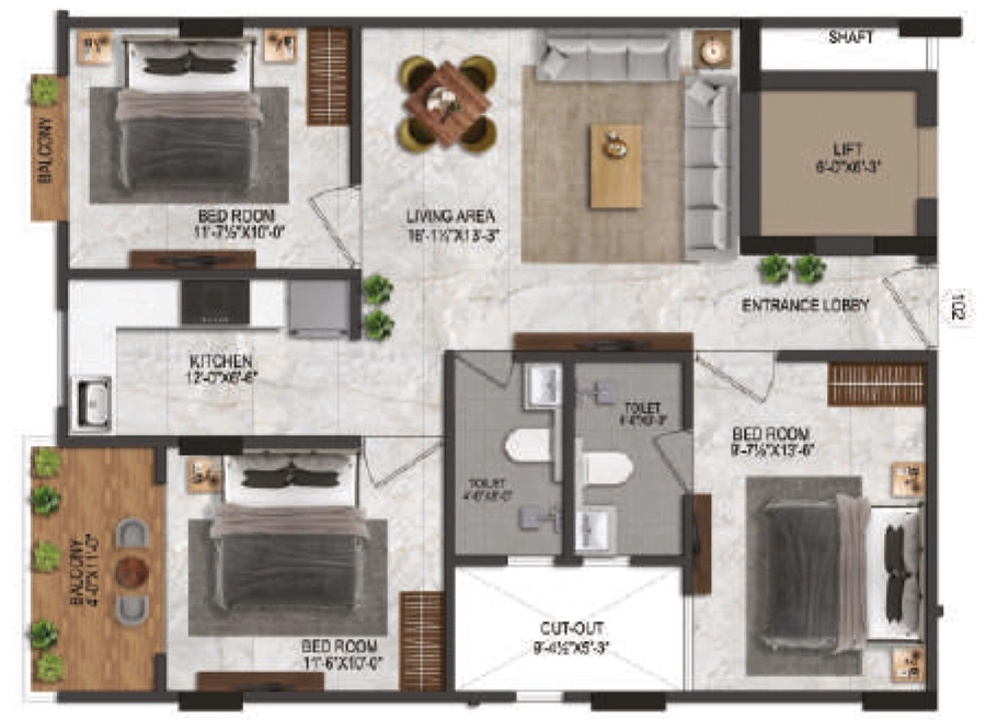 3 BHK Builder Floor in Tejas Elesto B in Narayan Vihar, Jaipur - Image 923412