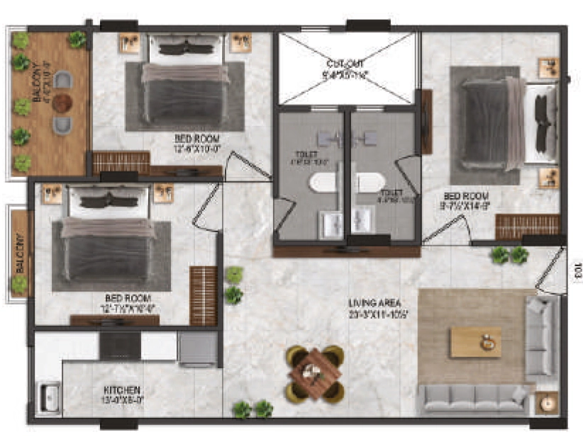 3 BHK Flat in Tejas Elesto B in Narayan Vihar, Jaipur - Image 923413