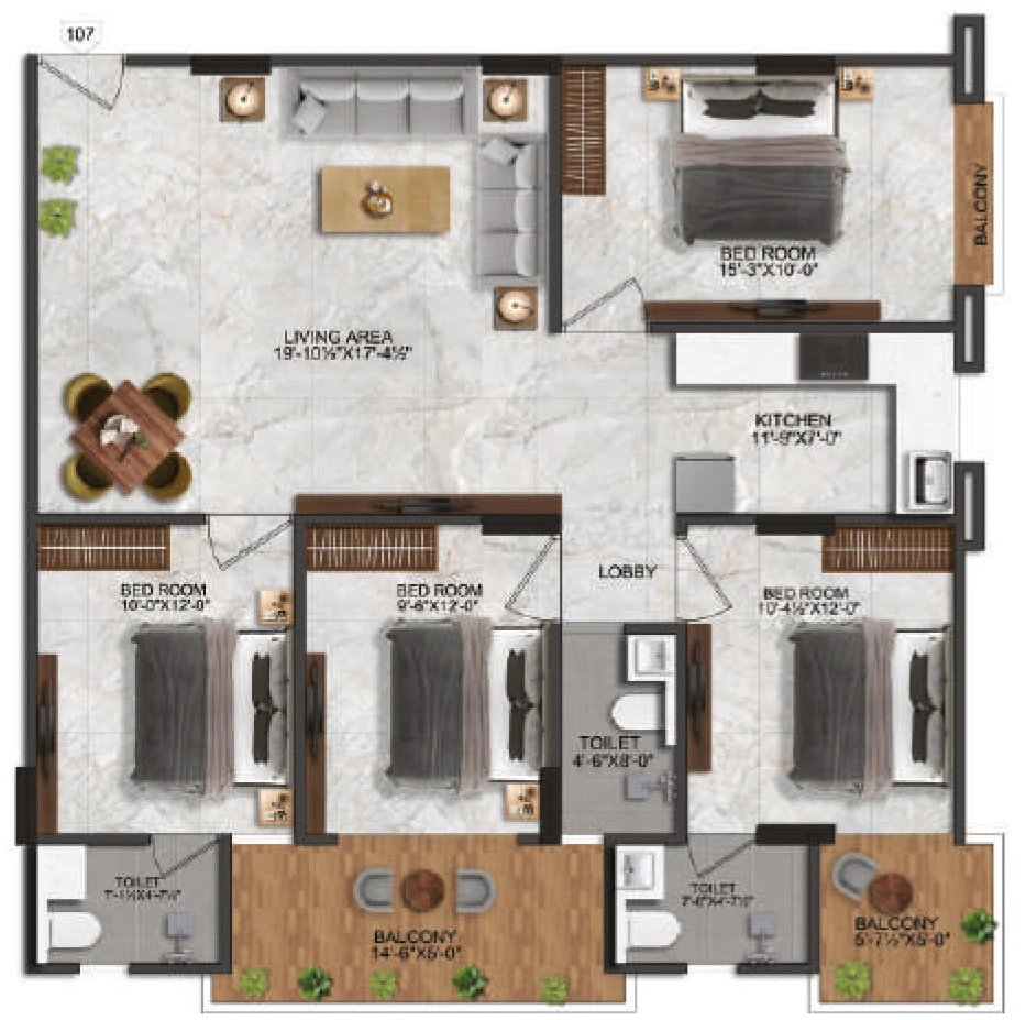 4 BHK Flat in Tejas Elesto B in Narayan Vihar, Jaipur - Image 923415