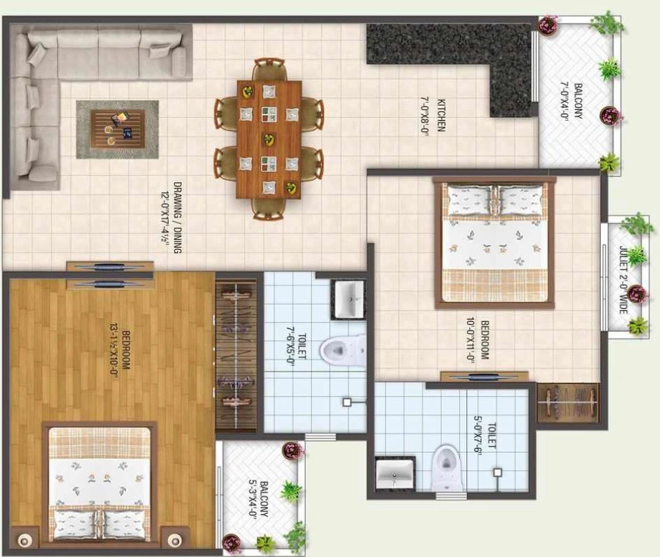 2 BHK Flat in The Century Garden in Mansarovar, Jaipur - Image 923417