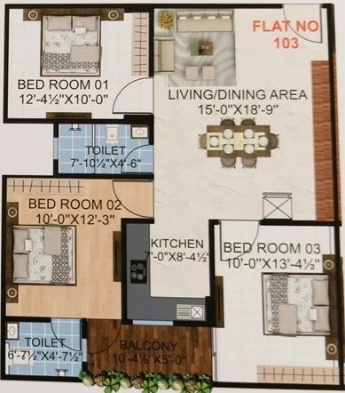 3 BHK Flat in Vikas Heights 2nd in Kalwar Road, Jaipur - Image 923424