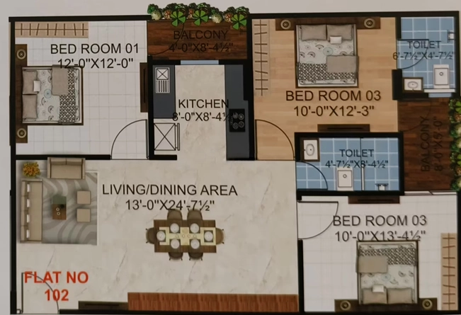 3 BHK Flat in Vikas Heights 2nd in Kalwar Road, Jaipur - Image 923426