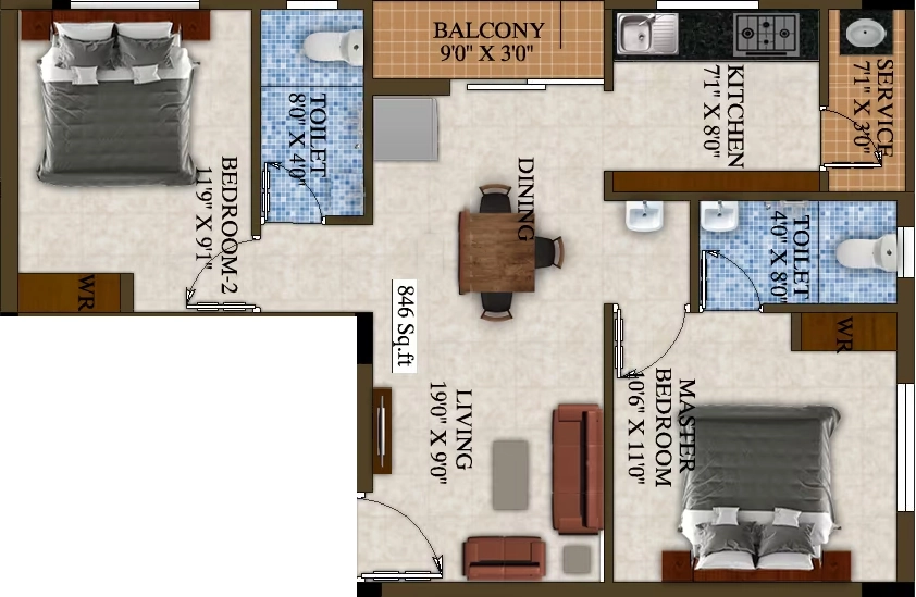 2 BHK Flat in Naaghappa Orchid in Ullagaram, Chennai - Image 923453