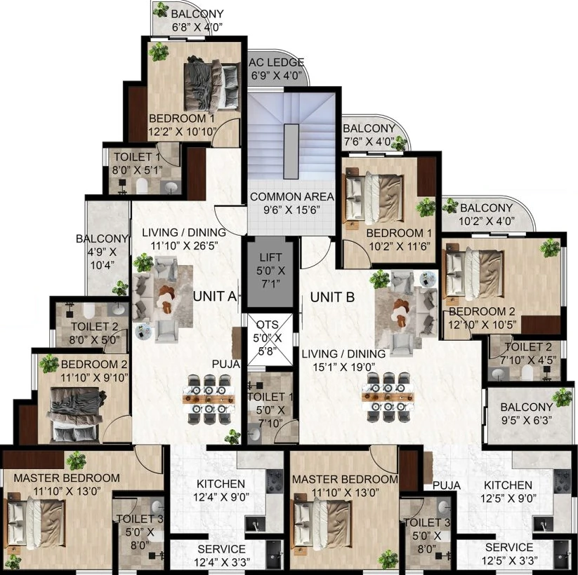 Floor Plan of Rams Sakura in Thiruvanmiyur, Chennai - Image 415390