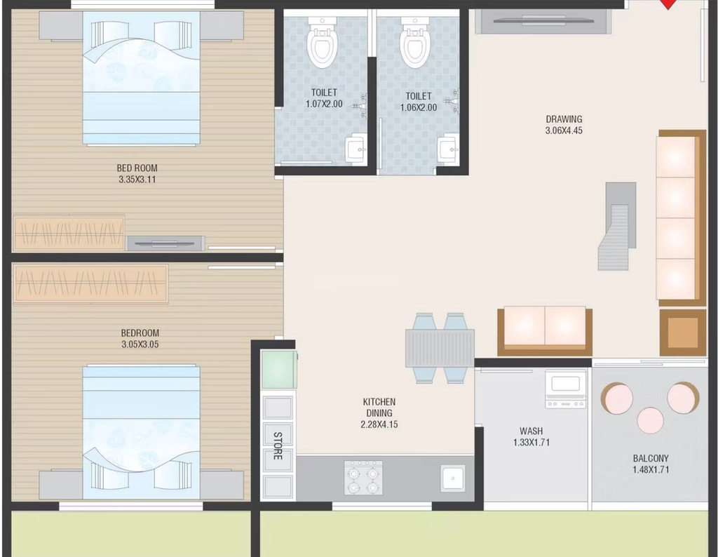 2 BHK Flat in Shree Satyam Elegance in Singarwa, Ahmedabad - Image 923487