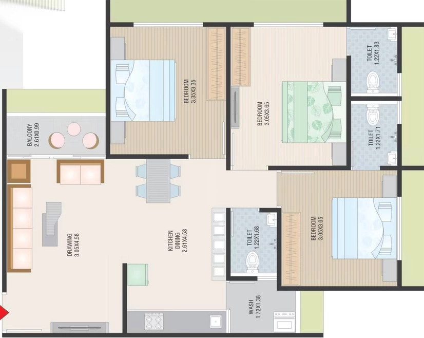 3 BHK Flat in Shree Satyam Elegance in Singarwa, Ahmedabad - Image 923488