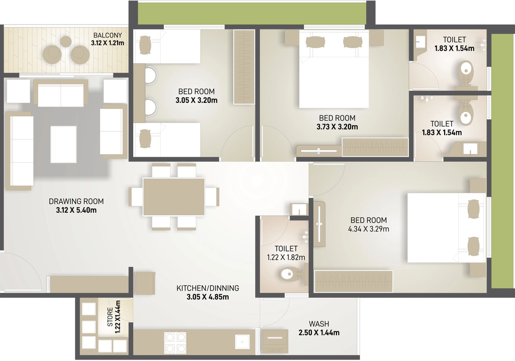 3 BHK Flat in Shree Vallabh Vatrika Residency in Nana Chiloda, Ahmedabad - Image 923513
