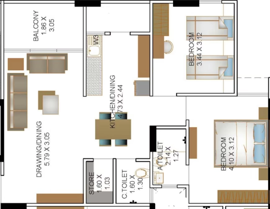 2 BHK Flat in Shreenathji Rudra Exotica in Maninagar, Ahmedabad - Image 923517