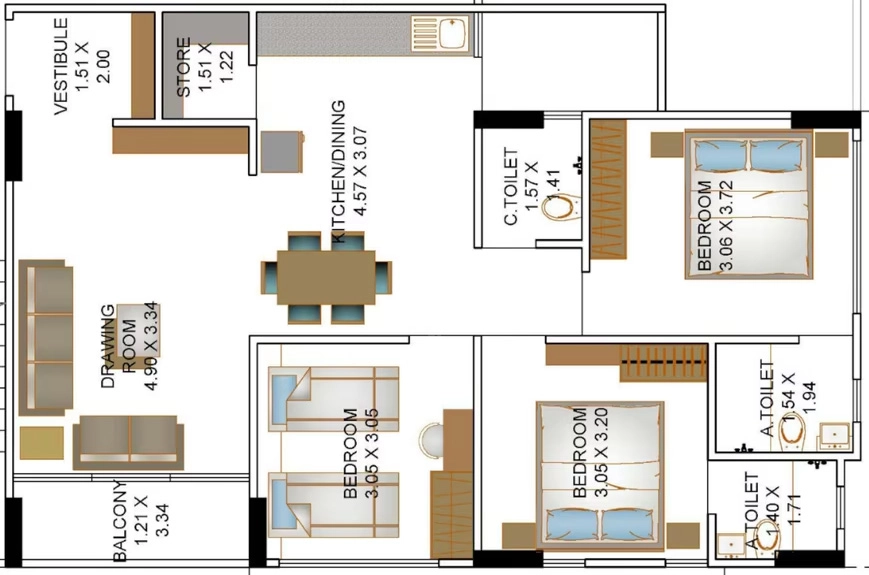 3 BHK Flat in Shreenathji Rudra Exotica in Maninagar, Ahmedabad - Image 923518