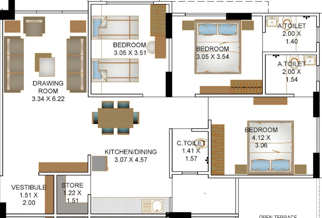 3 BHK Flat in Shreenathji Rudra Exotica in Maninagar, Ahmedabad - Image 923519