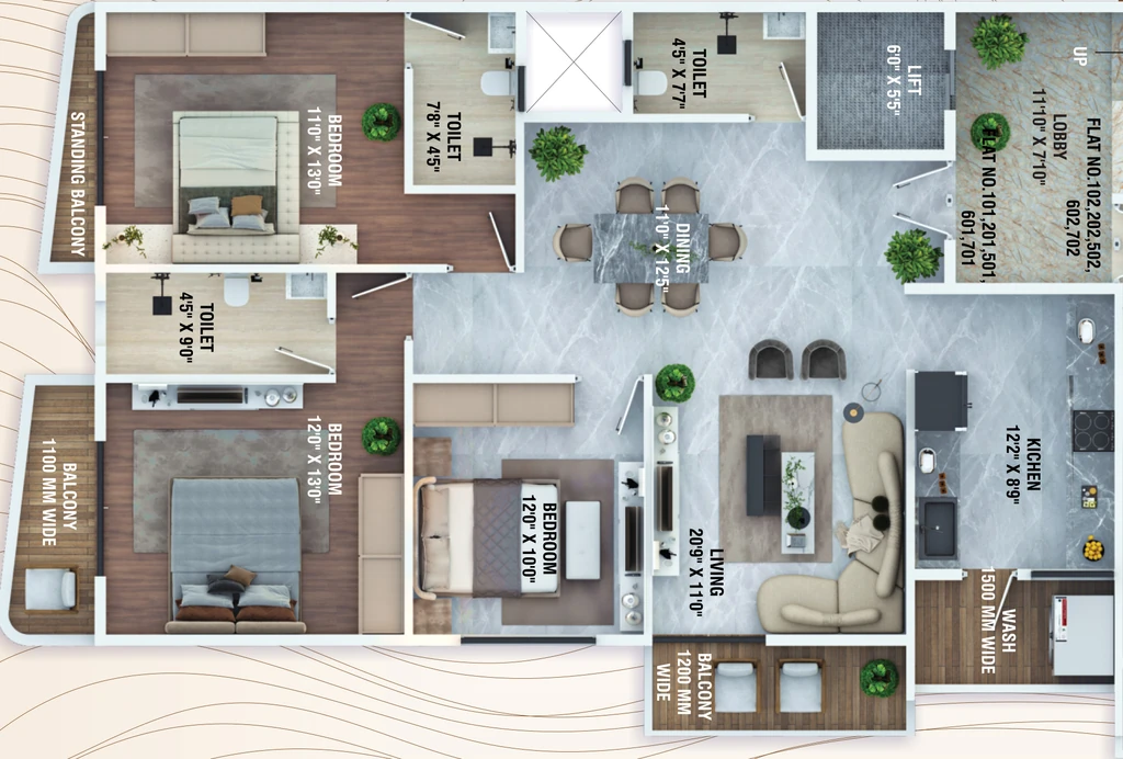 3 BHK Flat in Swastik Aurellia in Dharampeth, Nagpur - Image 923535