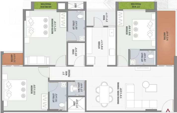 3 BHK Flat in Myco Akira 60 in Sarkhej, Ahmedabad - Image 923548