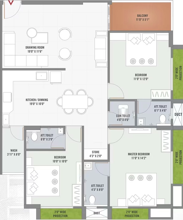 3 BHK Flat in Myco Akira 60 in Sarkhej, Ahmedabad - Image 923547