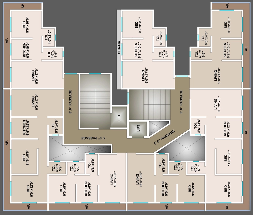Floor Plan of Avora Tetris Hill View in Nalasopara East, Palghar - Image 415790