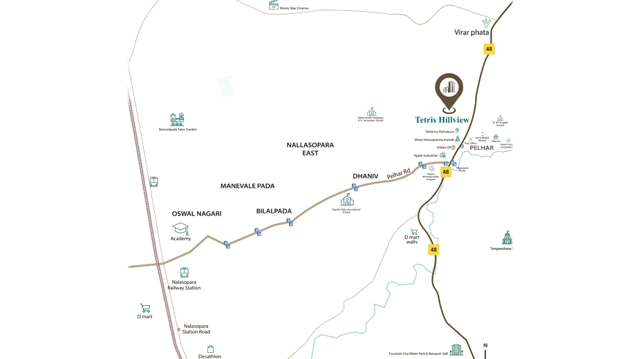 Location of Avora Tetris Hill View in Nalasopara East, Palghar - Image 415788