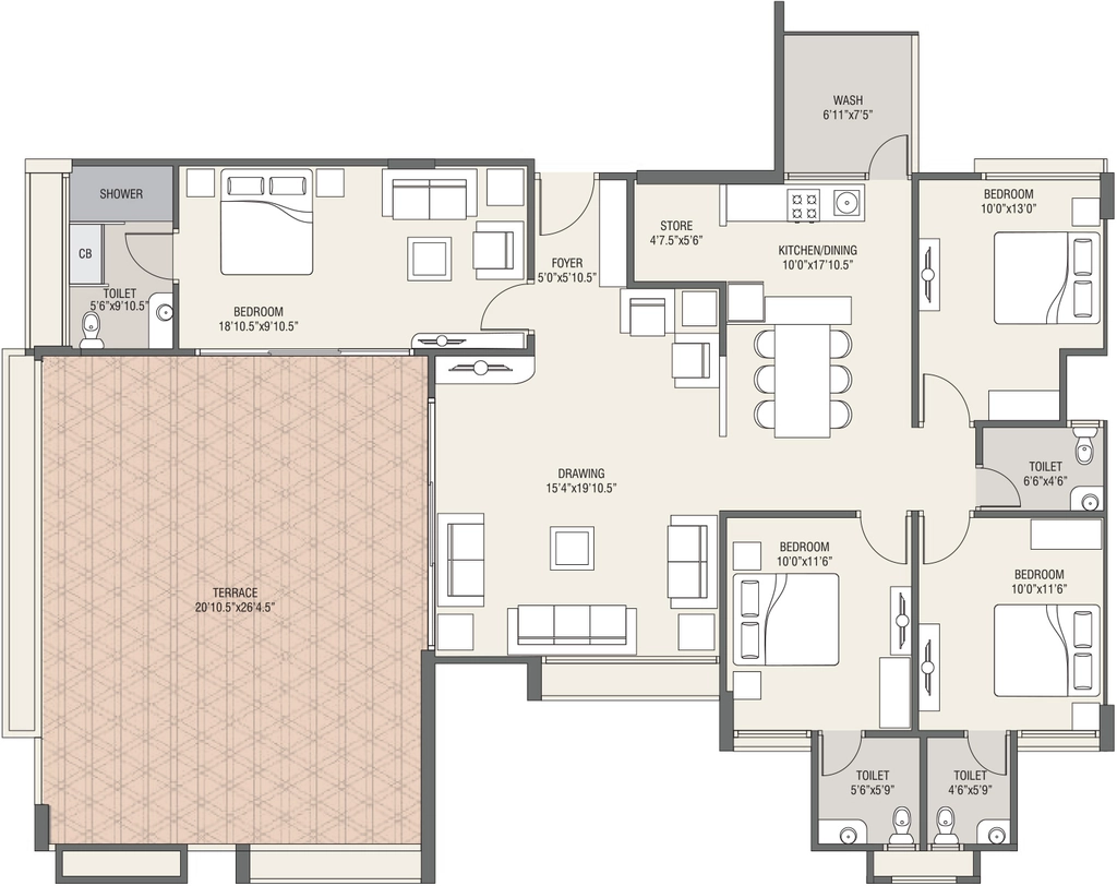4 BHK Flat in Vrundavan Shyam Elegance in Jodhpur Village, Ahmedabad - Image 923575