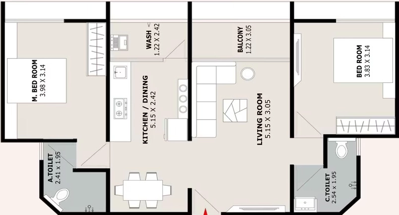 2 BHK Flat in SM Sunrise Elegance in Paldi, Ahmedabad - Image 923580