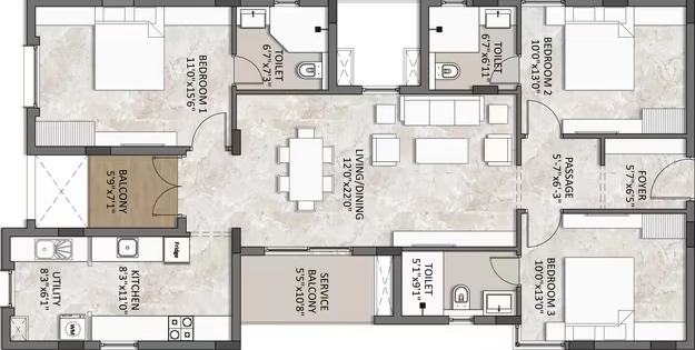 3 BHK Flat in S&S Centris in Perungudi, Chennai - Image 923600