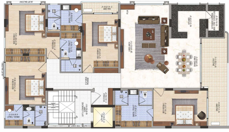 4 BHK Flat in Elite Manor in Gopalpura, Jaipur - Image 923592
