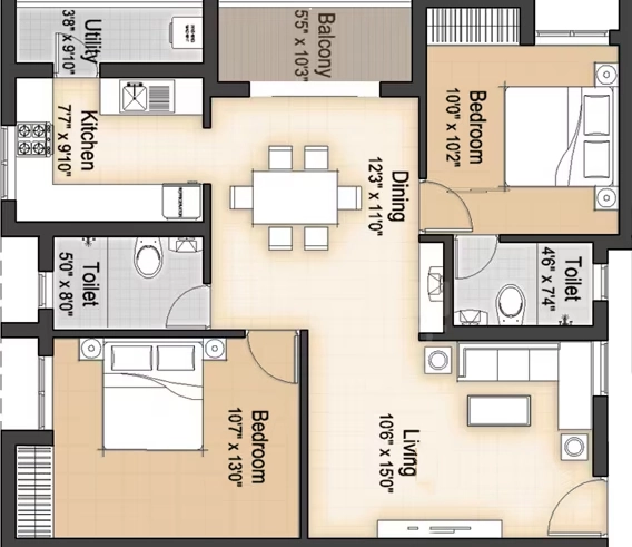 2 BHK Flat in S&S Uni5 in Padi, Chennai - Image 923610