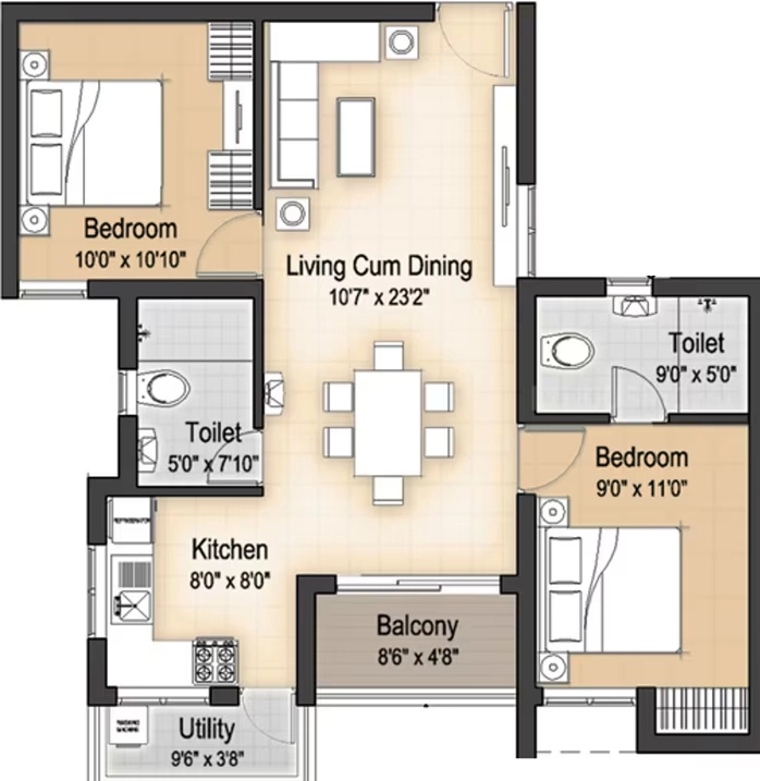 2 BHK Flat in S&S Uni5 in Padi, Chennai - Image 923608