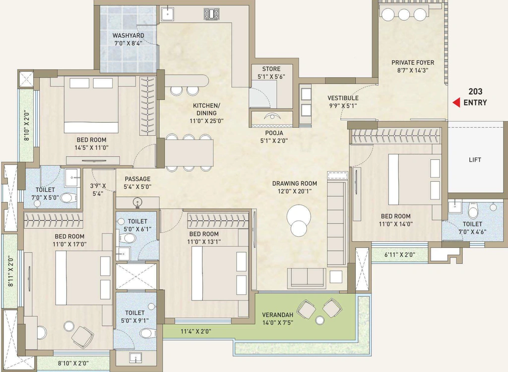 4 BHK Flat in Rk Park View in Madhapar, Rajkot - Image 923632