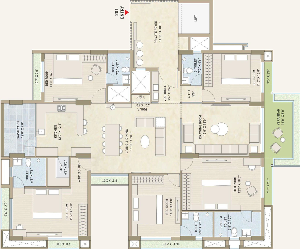 5 BHK Flat in Rk Park View in Madhapar, Rajkot - Image 923633