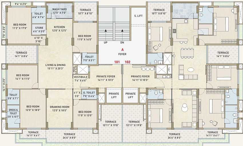 Floor Plan of Rk Park View in Madhapar, Rajkot - Image 415922