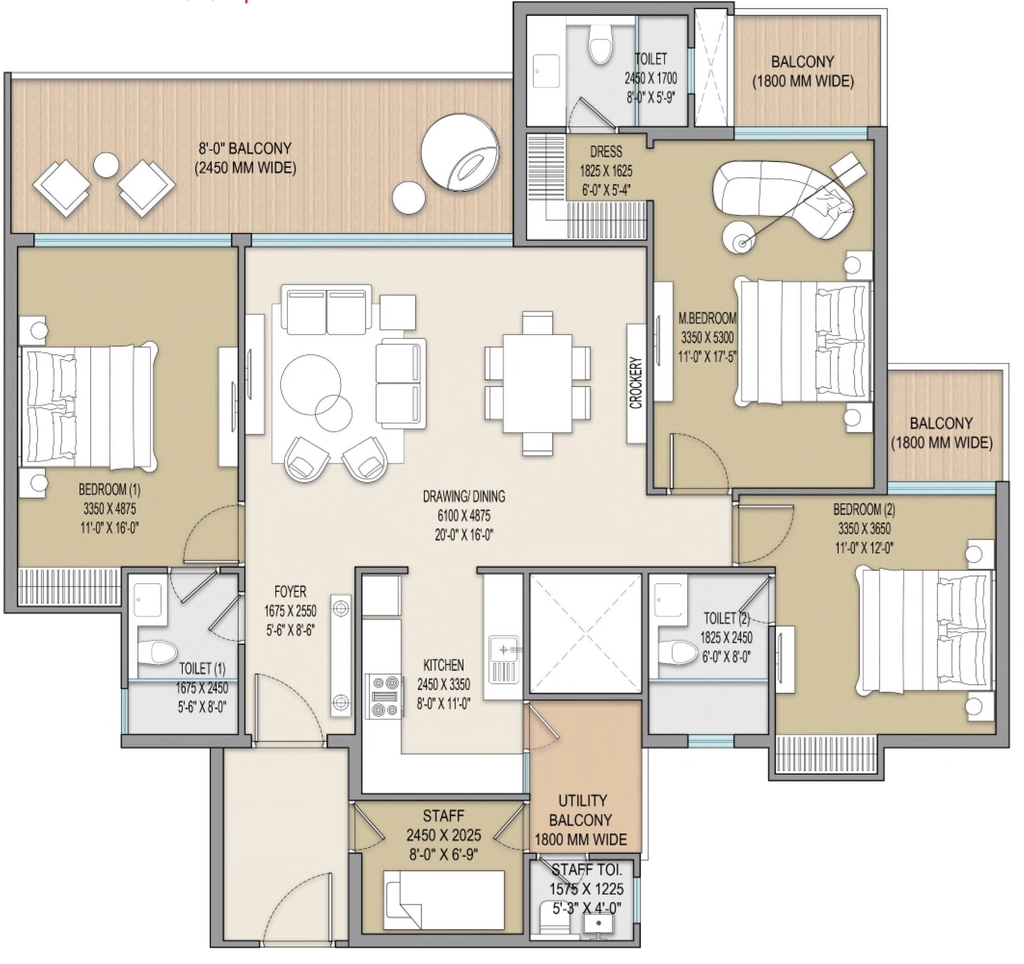 3 BHK Flat in Excentia Tatva in Rajpur Road, Dehradun - Image 923649