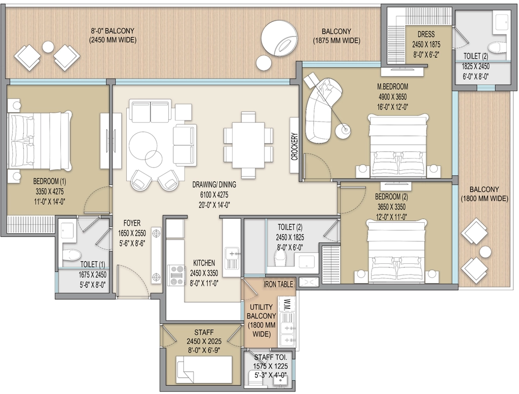 3 BHK Flat in Excentia Tatva in Rajpur Road, Dehradun - Image 923650