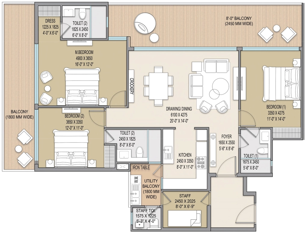 3 BHK Flat in Excentia Tatva in Rajpur Road, Dehradun - Image 923651