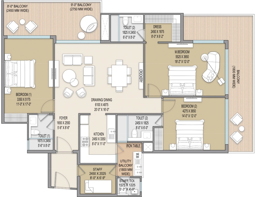 3 BHK Flat in Excentia Tatva in Rajpur Road, Dehradun - Image 923652