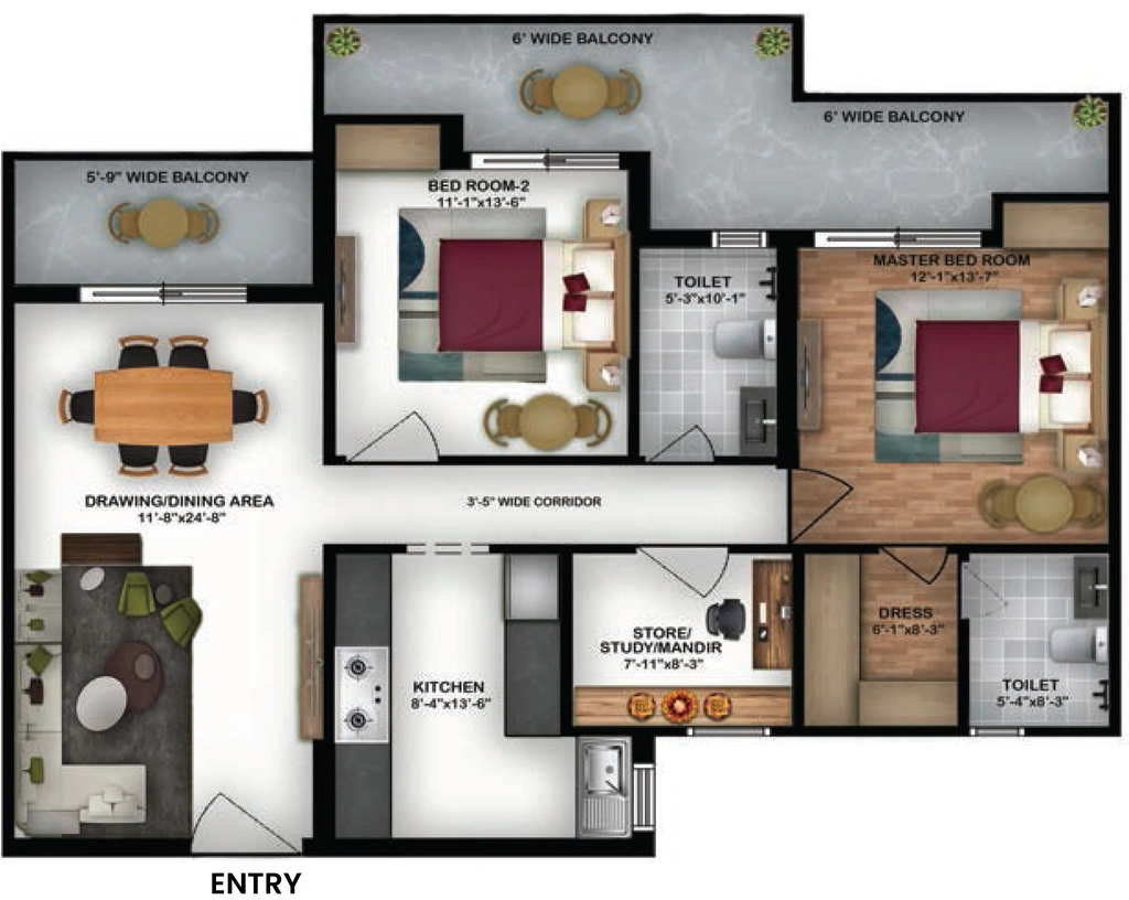 2 BHK Flat in Eastern Arc Phase 2 in Baronwala, Dehradun - Image 923673