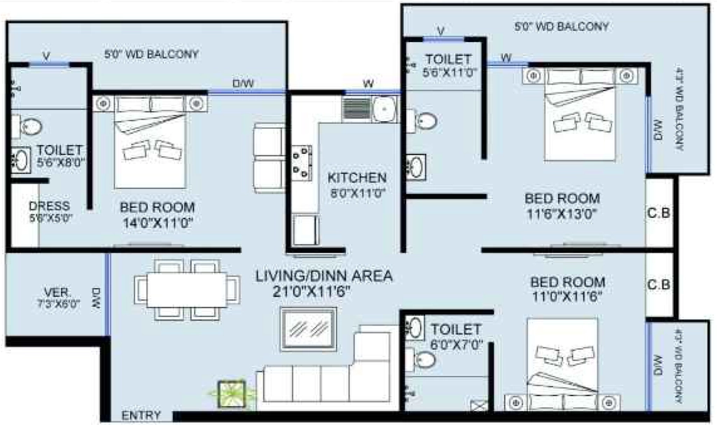 3 BHK Flat in Pari Paradise in GMS Road, Dehradun - Image 923678