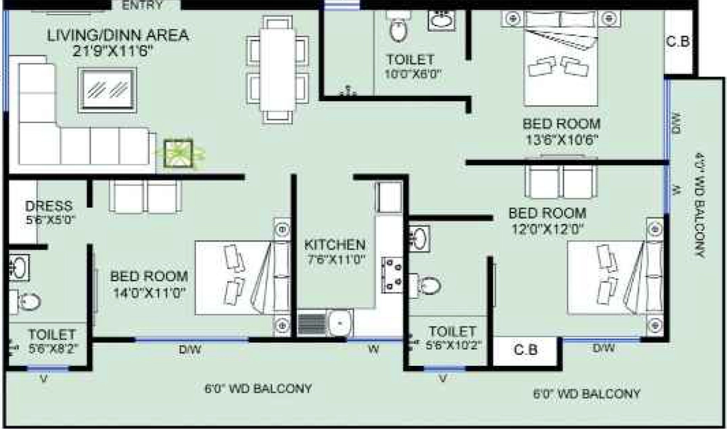 3 BHK Flat in Pari Paradise in GMS Road, Dehradun - Image 923679