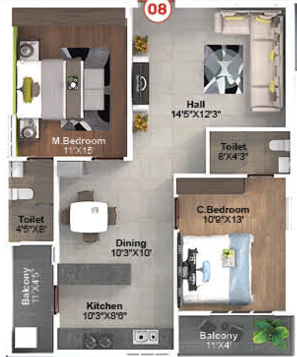 2 BHK Flat in PVR Elite in Kanuru, Vijayawada - Image 923684