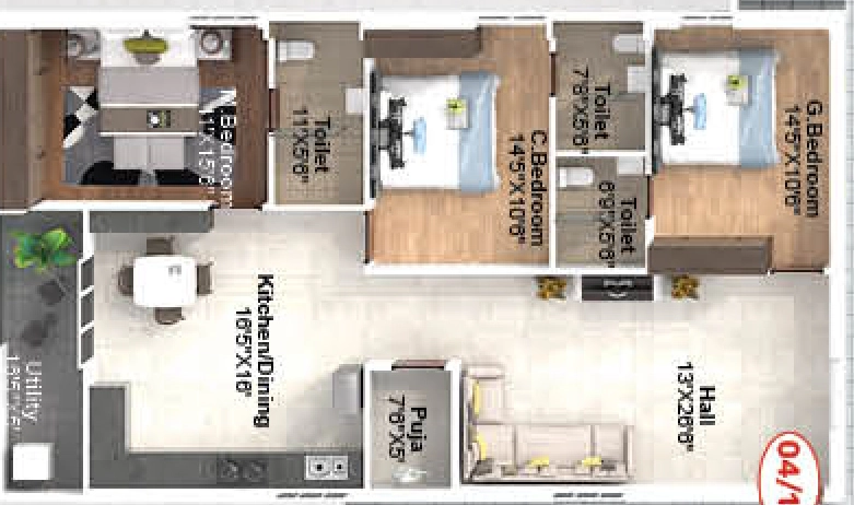 3 BHK Flat in PVR Elite in Kanuru, Vijayawada - Image 923686