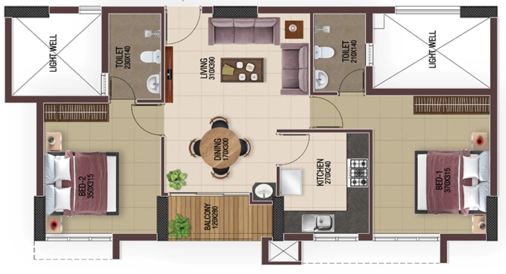 2 BHK Flat in Vfive Technopolis in Mangalapuram, Thiruvananthapuram - Image 923700