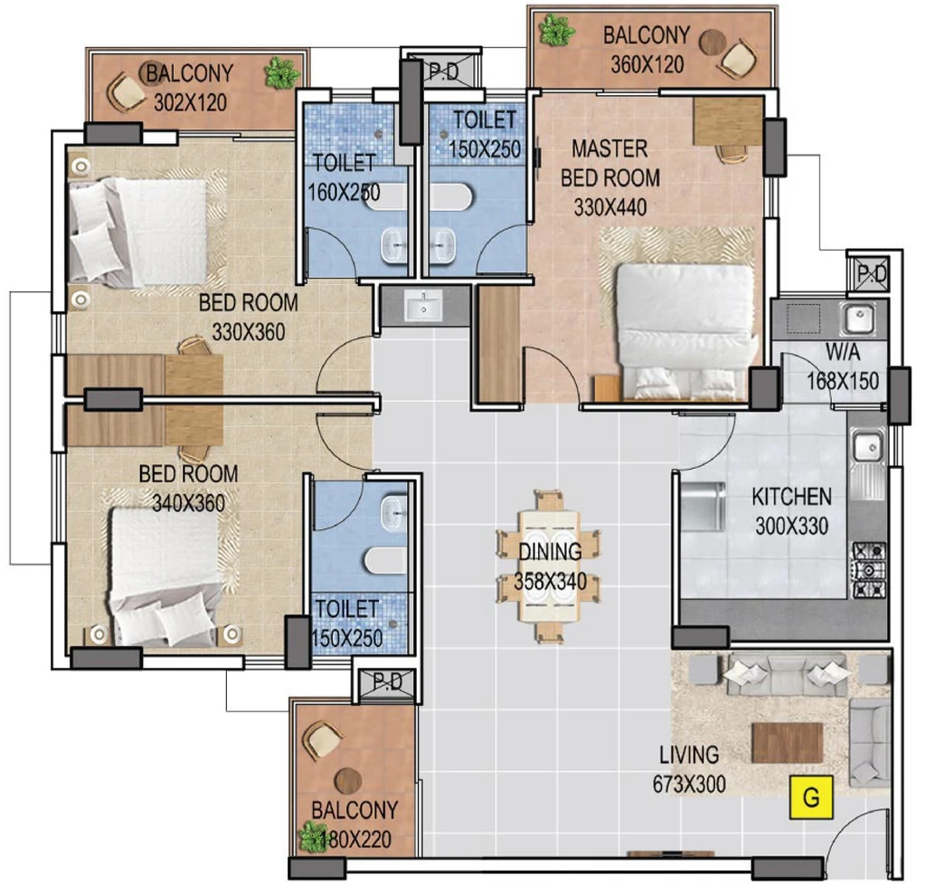 3 BHK Flat in Veegaland Green Capitol in Kulathoor, Thiruvananthapuram - Image 923711