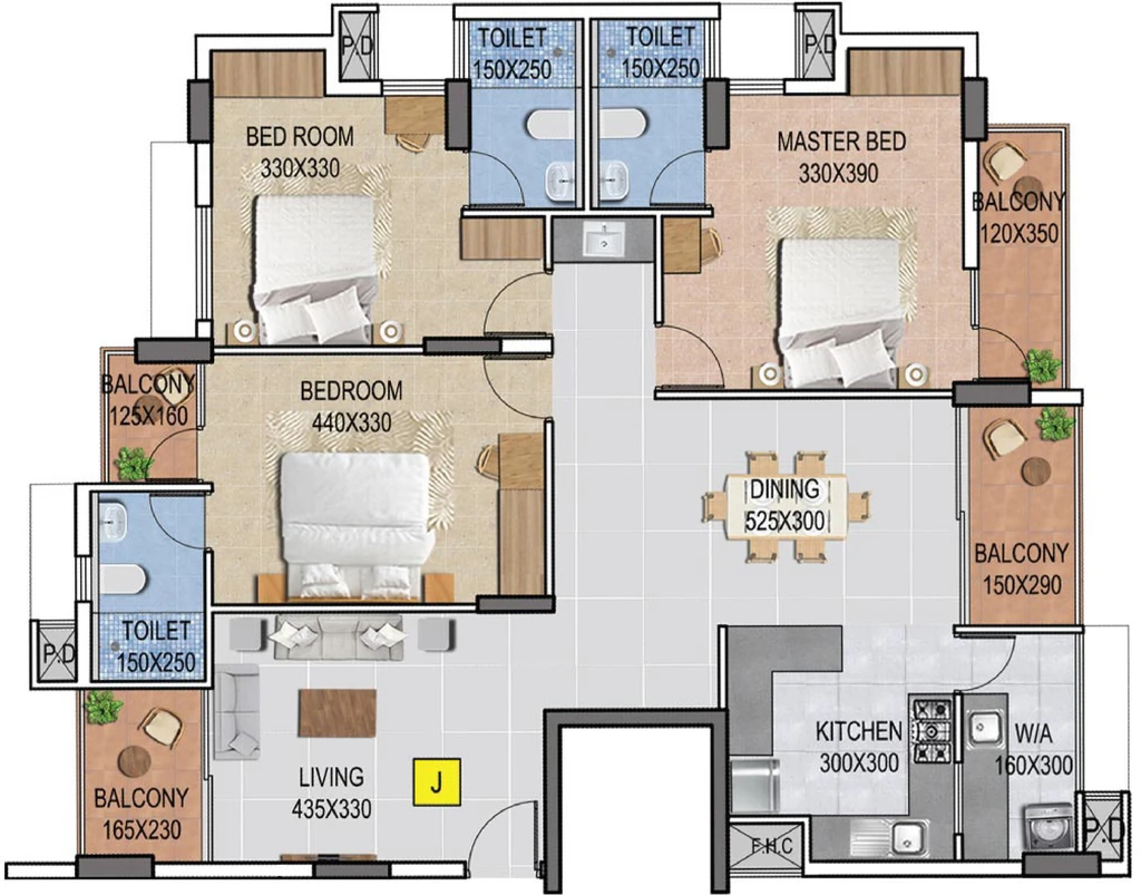3 BHK Flat in Veegaland Green Capitol in Kulathoor, Thiruvananthapuram - Image 923712
