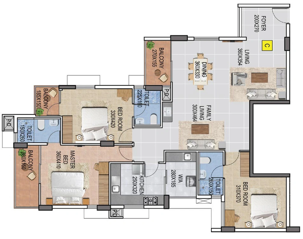 3 BHK Flat in Veegaland Green Capitol in Kulathoor, Thiruvananthapuram - Image 923714