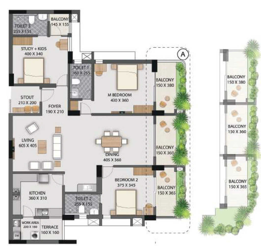 3 BHK Flat in Veegaland Lluvia Garden in Oruvathilkotta, Thiruvananthapuram - Image 923719