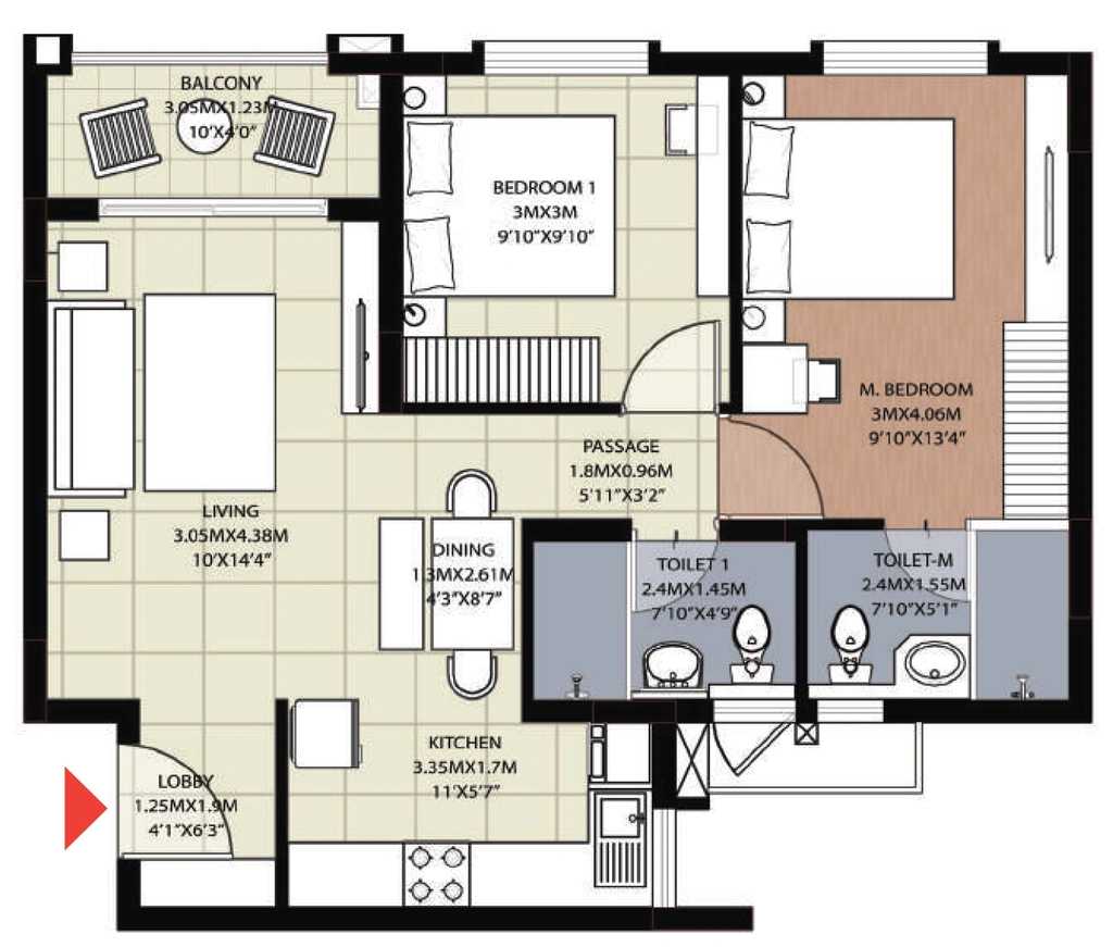 2 BHK Flat in Brigade Sapphire in Hebbal, Mysore - Image 923728