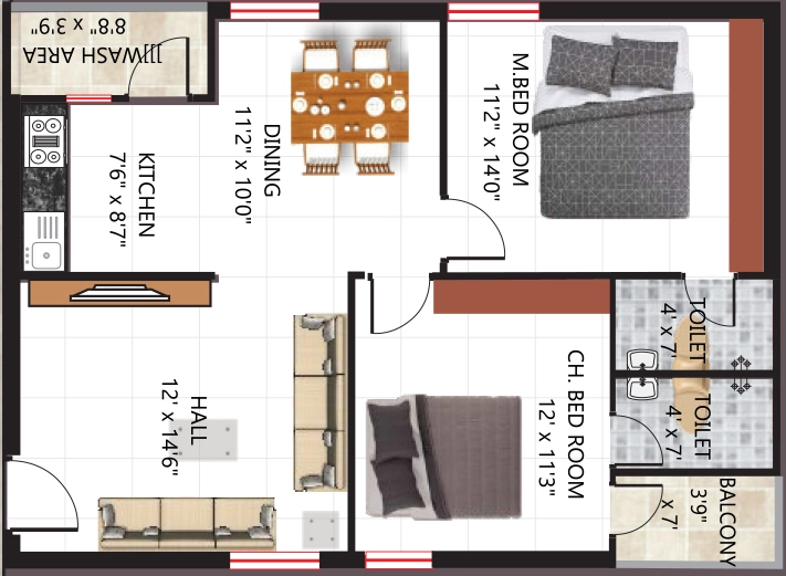 2 BHK Flat in Urban Meadows in Kanuru, Vijayawada - Image 923731