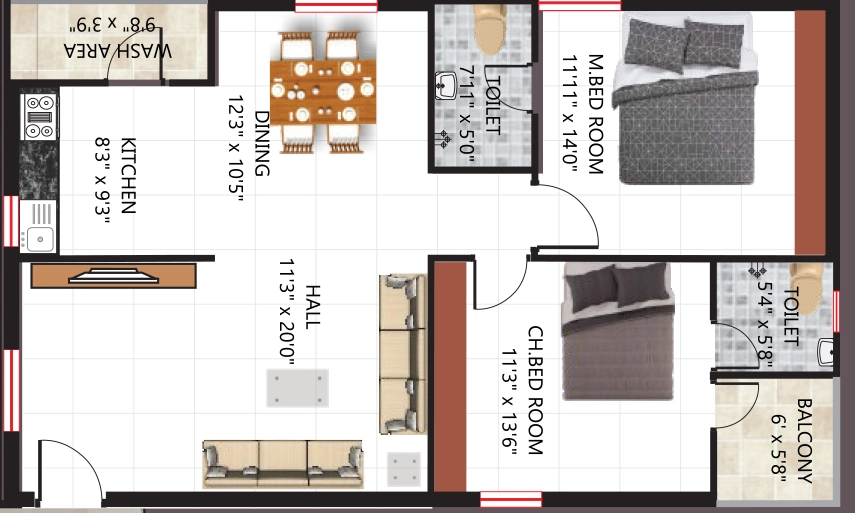2 BHK Flat in Urban Meadows in Kanuru, Vijayawada - Image 923732