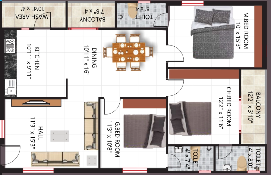 3 BHK Flat in Urban Meadows in Kanuru, Vijayawada - Image 923734