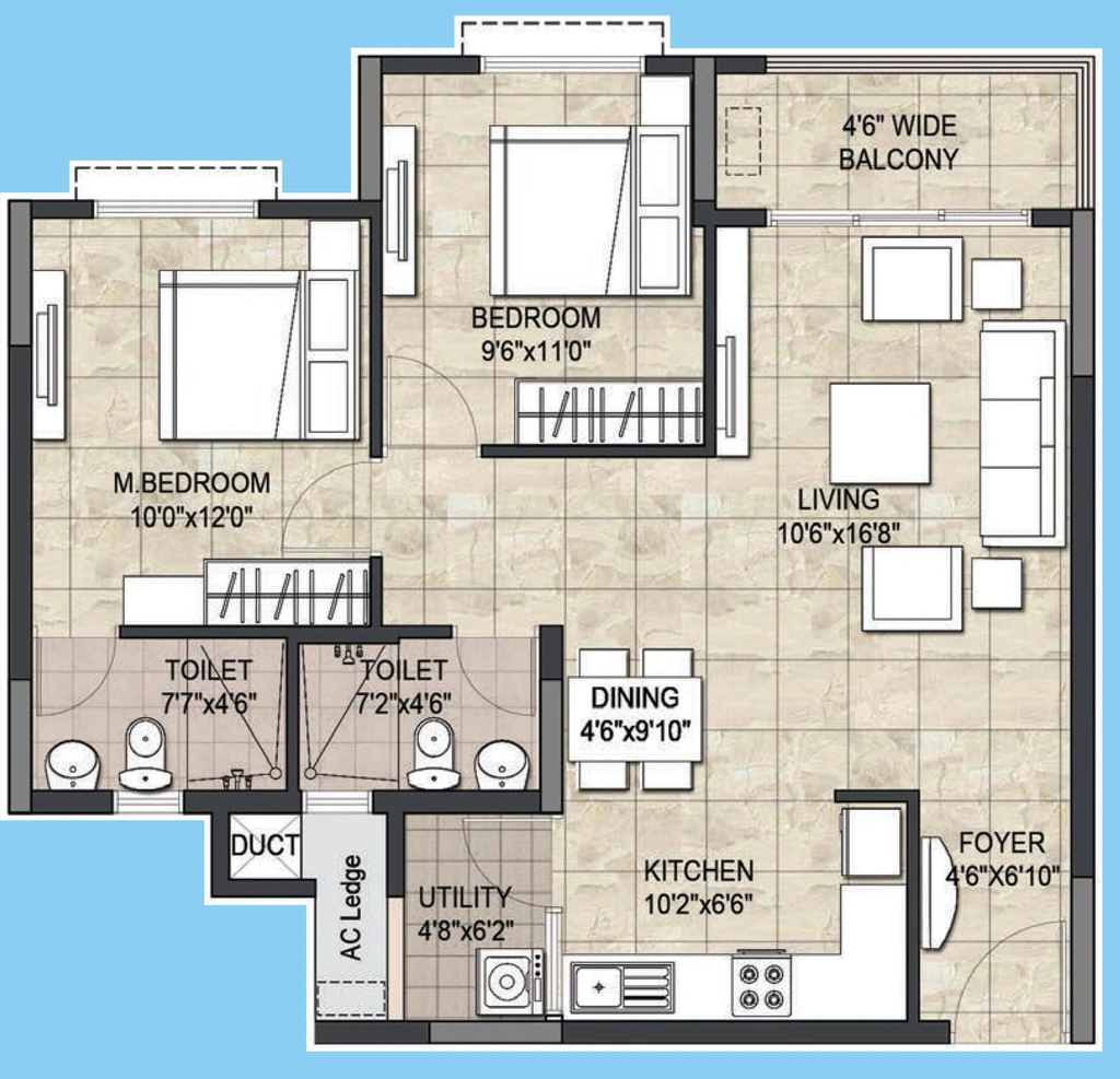 2 BHK Flat in Sankalp Crown in Yadavagiri, Mysore - Image 923740