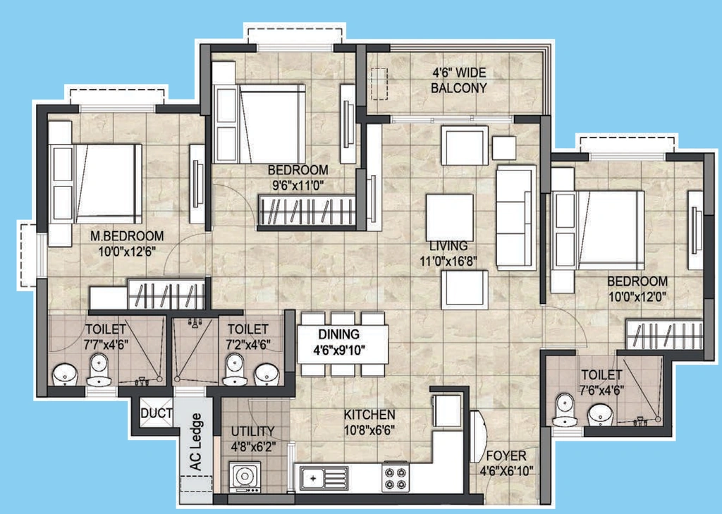 3 BHK Flat in Sankalp Crown in Yadavagiri, Mysore - Image 923741