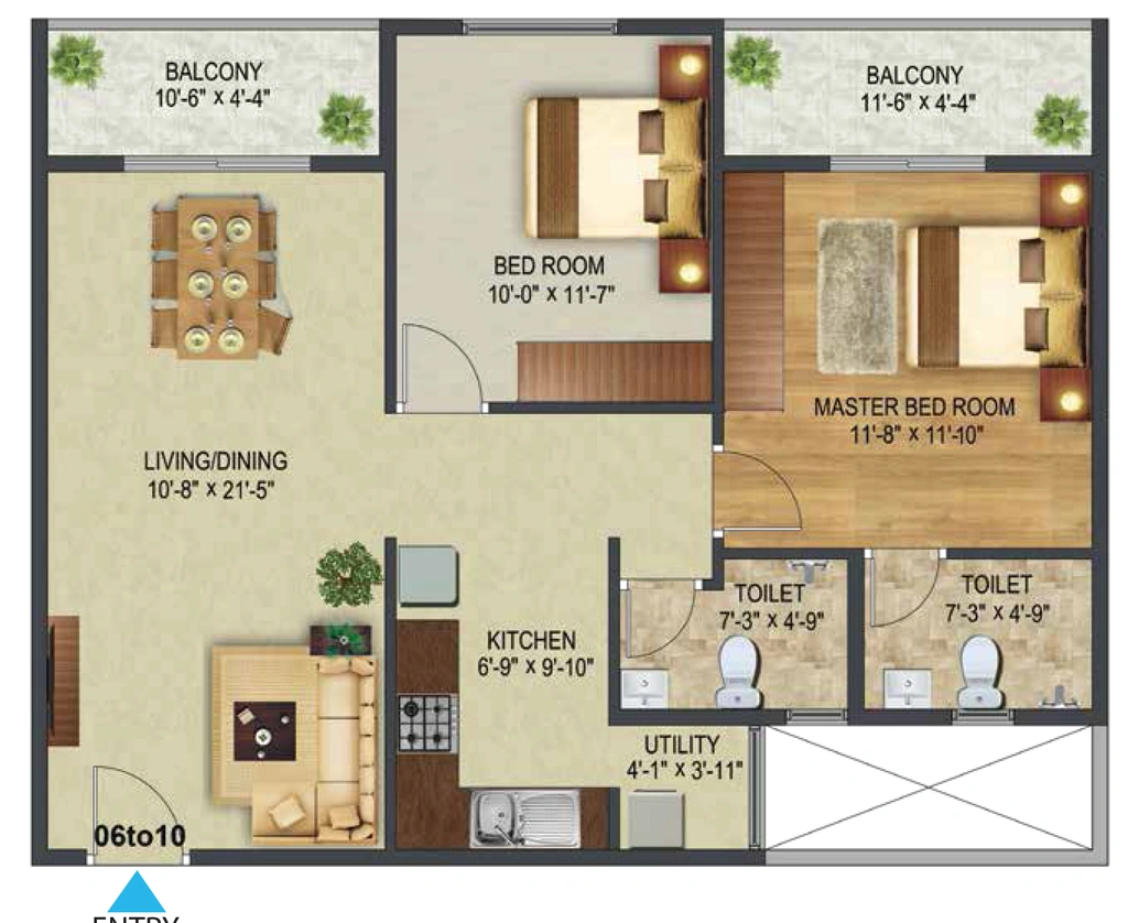 2 BHK Flat in Sowparnika The Landmark in Vijayanagar, Mysore - Image 923743