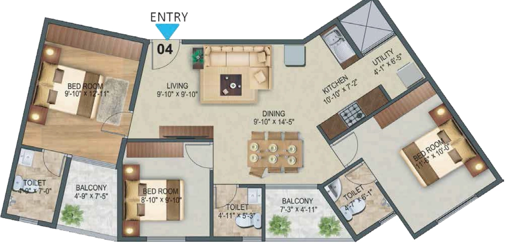 3 BHK Flat in Sowparnika The Landmark in Vijayanagar, Mysore - Image 923744
